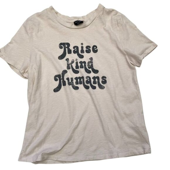 Blank Paige Raise Kind Humans Graphic Tee Size Medium Jersey Knit Bone - Picture 2 of 6